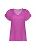 Geisha Fashion Women 42400-24   T-shirt fake linen with tape Purple