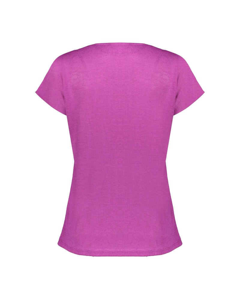 Geisha Fashion Women 42400-24   T-shirt fake linen with tape Purple