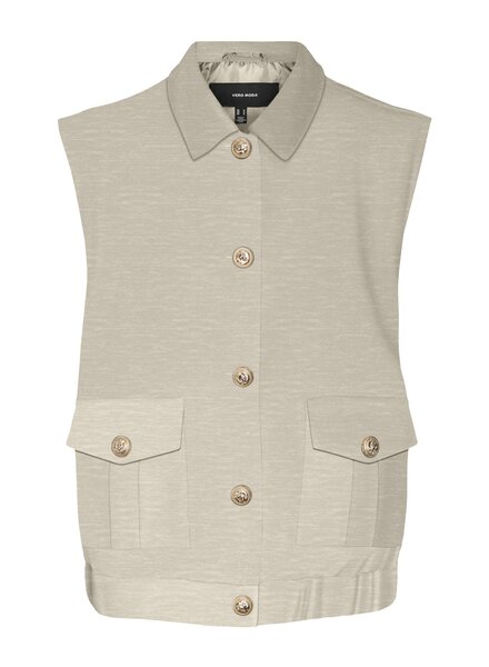 Vero moda 10315527  VMSUZI SHORT WAISTCOAT Oatmeal