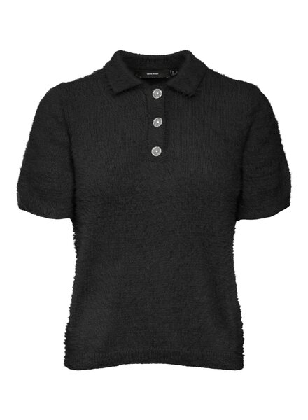 Vero moda 10314284 VMBESS SS SHORT POLO NECK PULLOVER Black