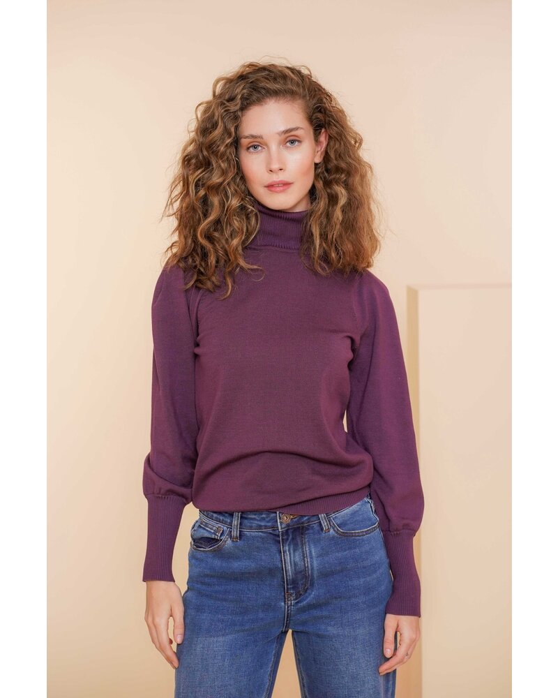 Geisha Fashion Women 44566-14 Pullover col pleated shoulders mauve