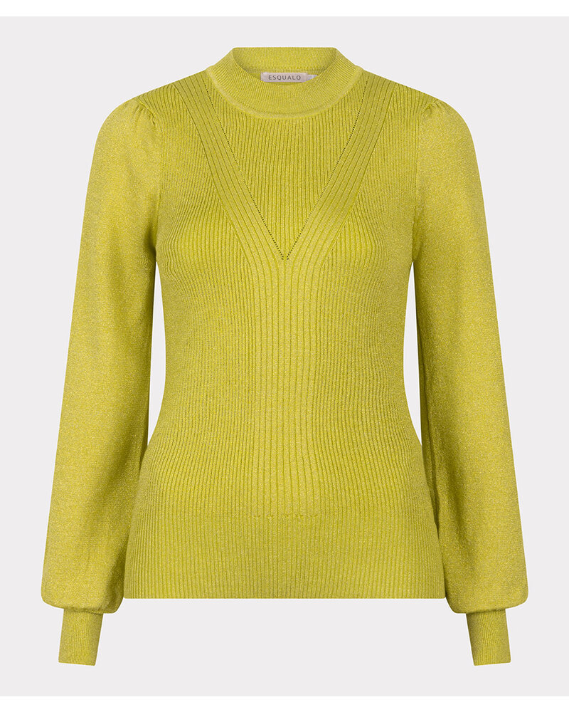 Esqualo F24.31501  Sweater mix rib V-detail lurex