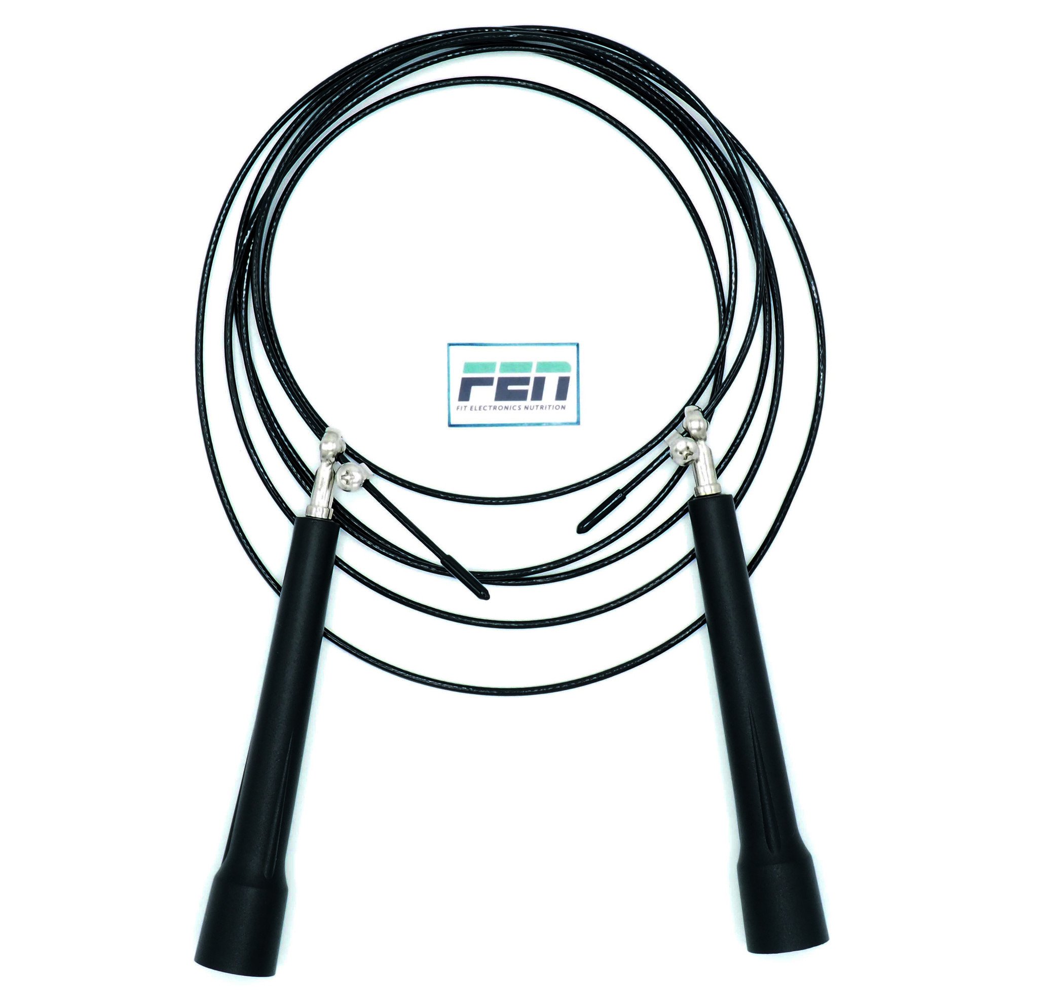 Springtouw Zwart Plastic – basic springtouw – verstelbare kabel – kogellagers – geschikt voor crossfit, fitness hometraining - Fen-company