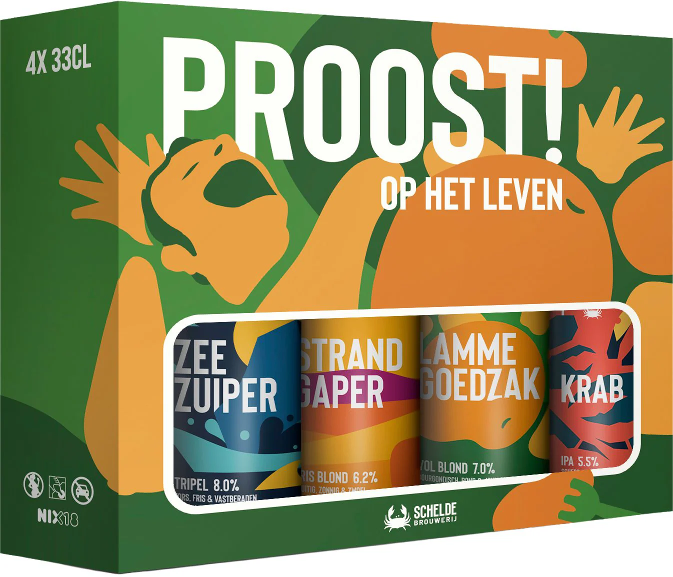 De Scheldebrouwerij Giftpack Proost op het Leven! 6x4x33CL