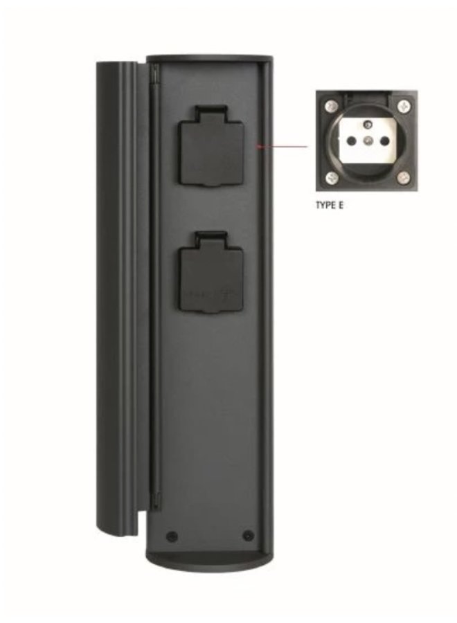Buitenstopcontact zuil Stopcontacten met penaardeì Type E - FR, BE, POL, SVK & CZE norm - 10 cm - IP44ì Antraciet
