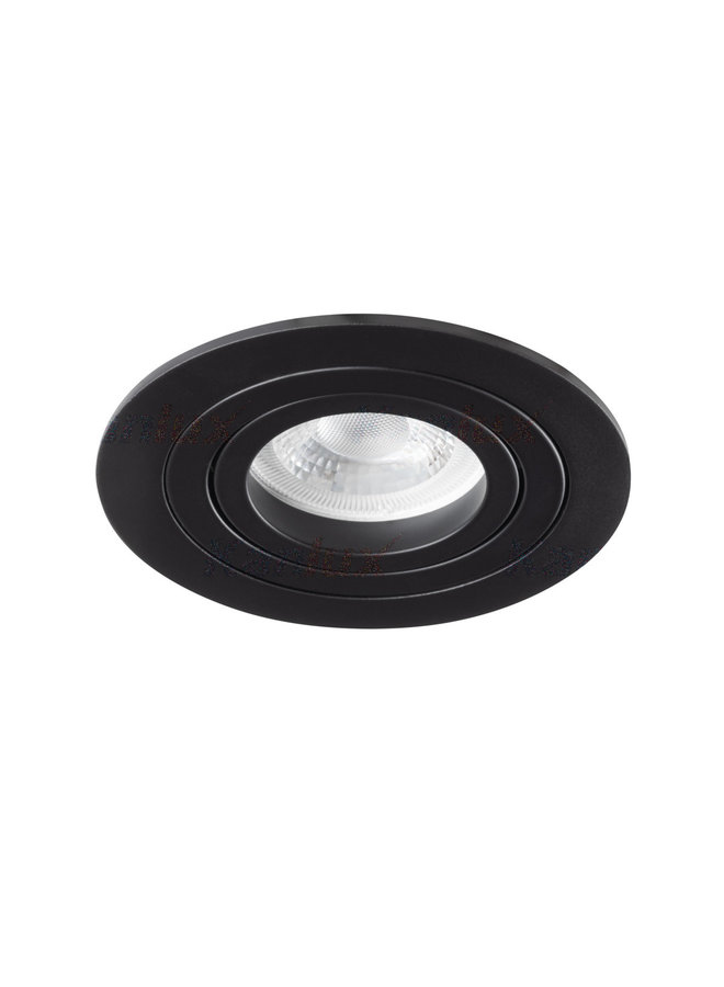 Inbouwspot zwart rond - kantelbaar - zaagmaat 80mm - buitenmaat 92mm