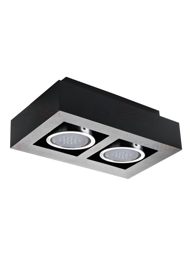 LED AR111 GU10 plafondspot armatuur zwart - Tweevoudig voor 2LED GU10 spots