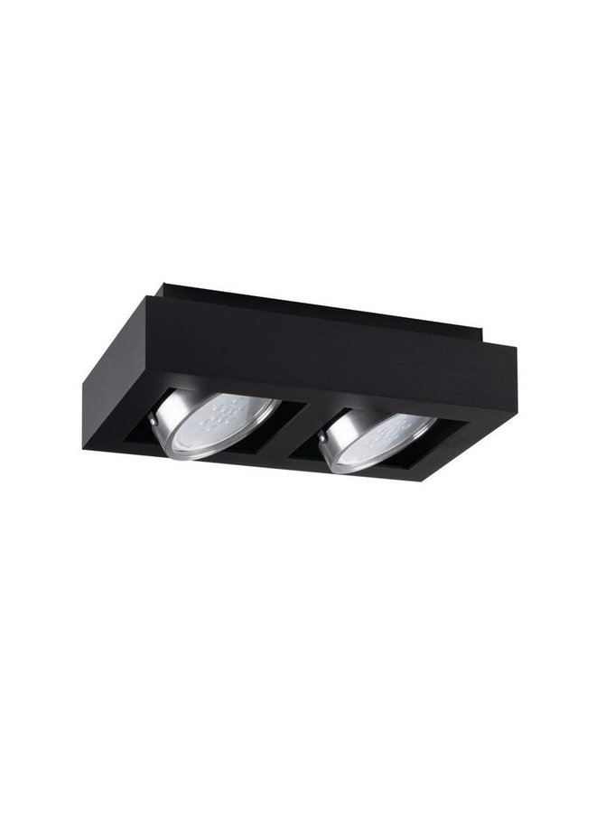 LED AR111 GU10 plafondspot armatuur zwart - Tweevoudig voor 2LED GU10 spots