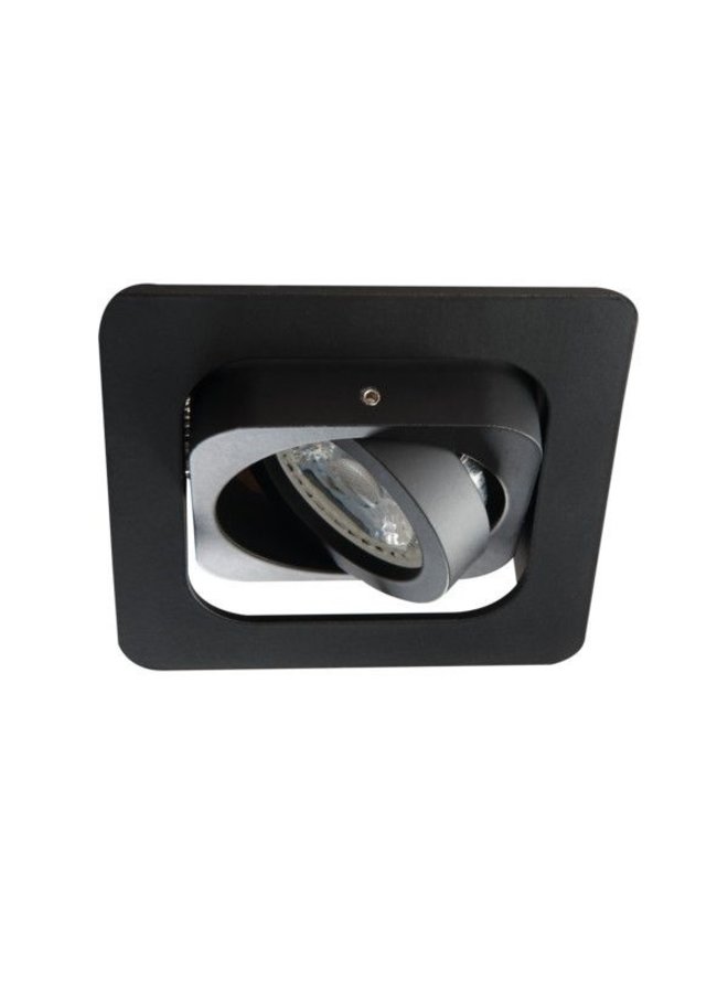 LED GU10 inbouwspot zwart - Dubbelvoudig kantelbaar - Zaagtmaat 80x80 mm