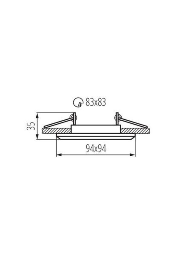 LED GU10 inbouwspot zwart vierkant verzonken - zaagmaat 83x83mm buitenmaat 94mm