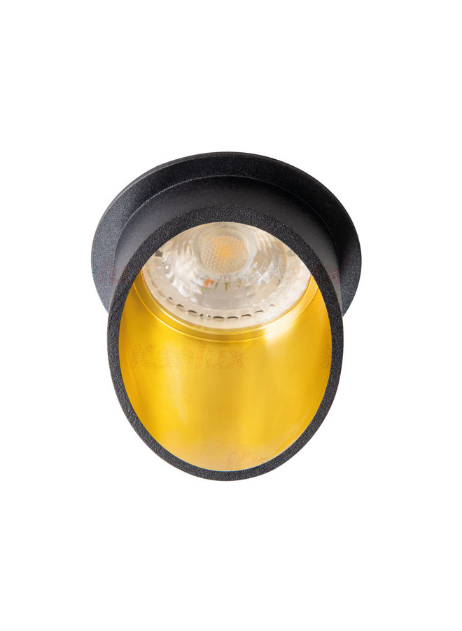 LED GU10 inbouwspot zwart-goud rond - Enkelvoudig voor 1LED GU10 spot