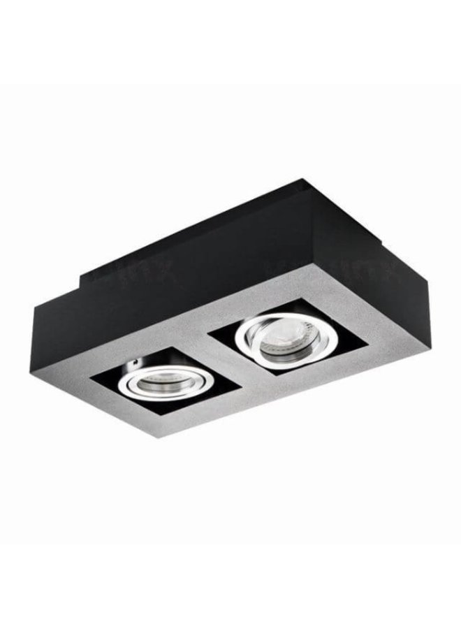 LED GU10 plafondspot armatuur zwart - Dubbelvoudig voor 2LED GU10 spots  - Excl.LED spots