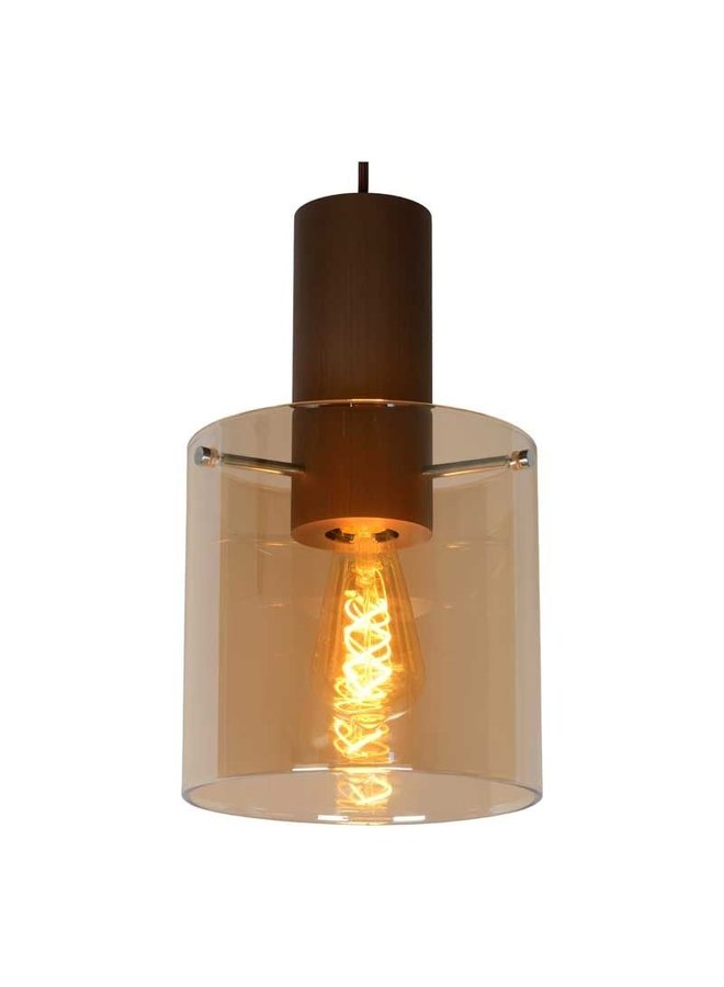 LED Hanglamp TOLEDO koper - 3x E27 fitting - Amber