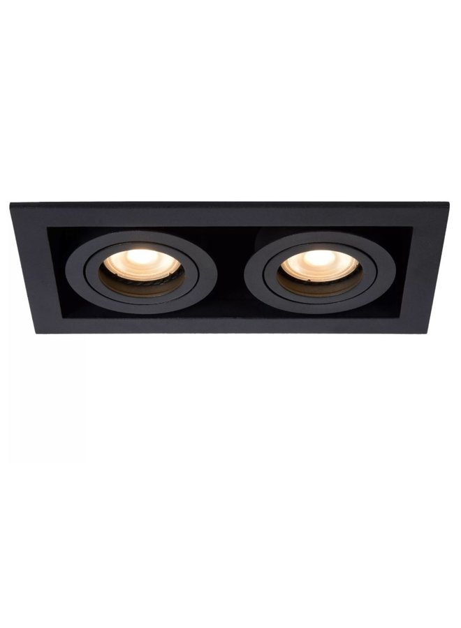 Led inbouwspot armatuur - Dubbel - modern - voor 2xGU10 - Zwart - 230v aansluiting - Chimney