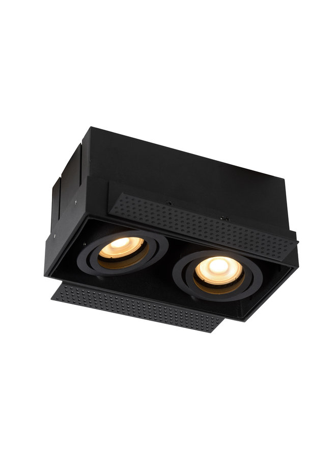 LED inbouwspot zwart TRIMLESS - 2x GU10 fitting - zwart - 230V max. 2x 50W