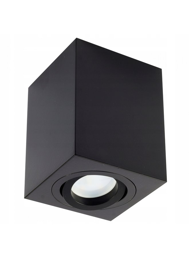 LED plafondspot - Cube vierkant - Zwart  - met GU10 fitting - kantelbaar - excl.LED spot