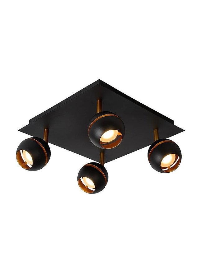 LED Plafondspot BINARI zwart - 4x4,8W - 2700K warm wit licht