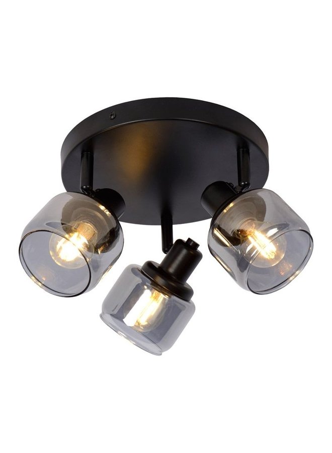 LED Plafondspot BJORN zwart - 3x E14 fitting - Fumé