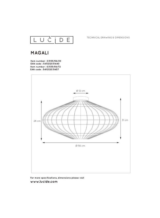 LED Plafondlamp MAGALI - 1x E27 fitting - Licht hout