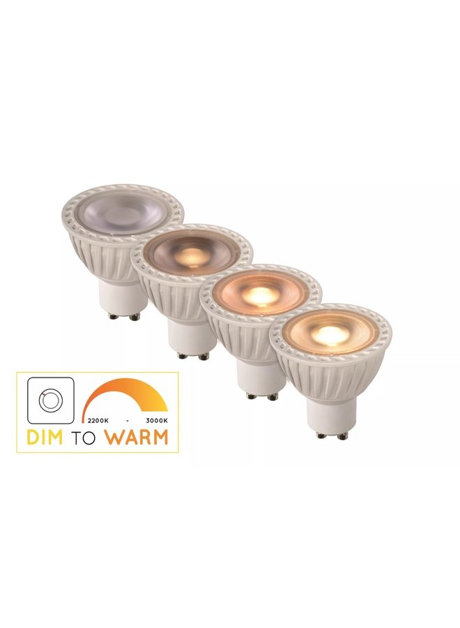 LED spot GU10 Wit - dim to warm - 5W vervangt 30W - 2200K-3000K