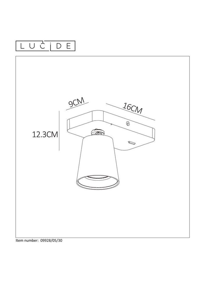 LED Wandspot TURNON zwart - 5W vervangt 50W - 2200K-3000K Dim to warm