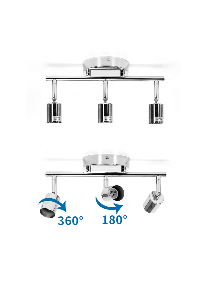 LED Plafondspot zilver - 3 x GU10 fitting - Kantelbaar - Excl. lichtbron - Copy