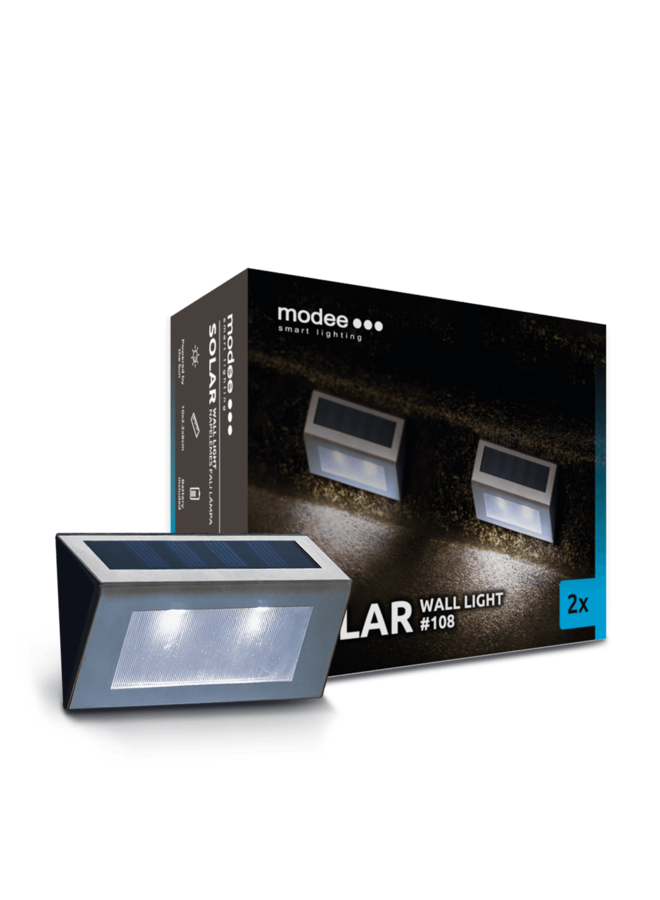 LED Wandlamp Solar - IP44 12lm 6000K daglicht wit - 2 stuks