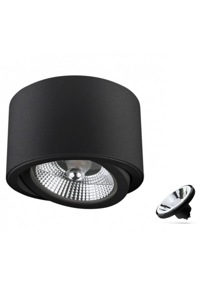 WiFi LED Plafondspot CHLOE - GU10 AR111 - CCT (3000K-6500K) - Zwart rond