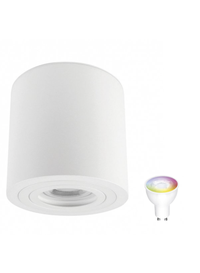 WiFi LED plafondspot IP65 - Tube rond Wit - met GU10 fitting - Bediening via de app