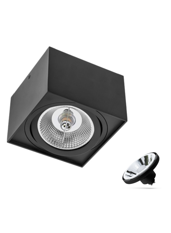 WiFi LED Plafondspot CHLOE - GU10 AR111 - CCT (3000K-6500K) - Zwart vierkant
