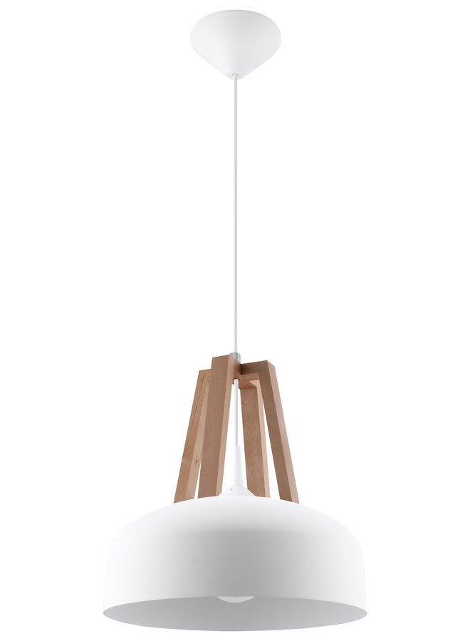 Hanglamp CASCO wit/natuurlijk hout