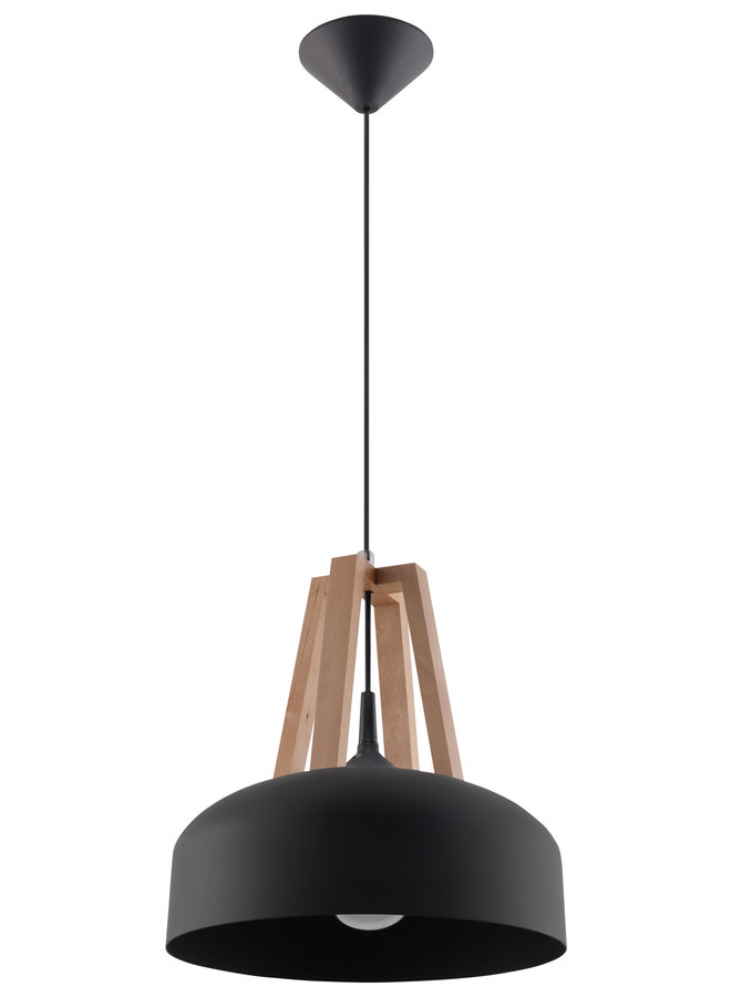 Hanglamp CASCO zwart/natuurlijk hout