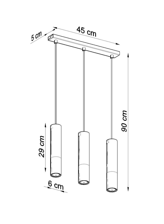 Hanglamp LOOPEZ 3L zwart/gouden