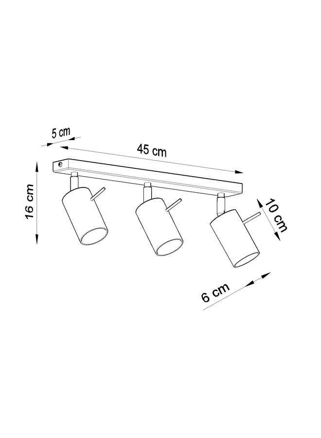 Plafondspot RING 3 zwart