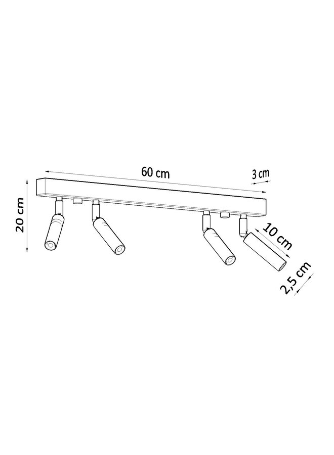 Plafondspot EYETECH 4 zwart