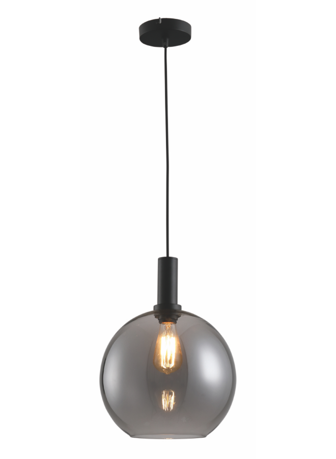 Hanglamp Chandra Ø 30cm Zwart/Smoke Glas