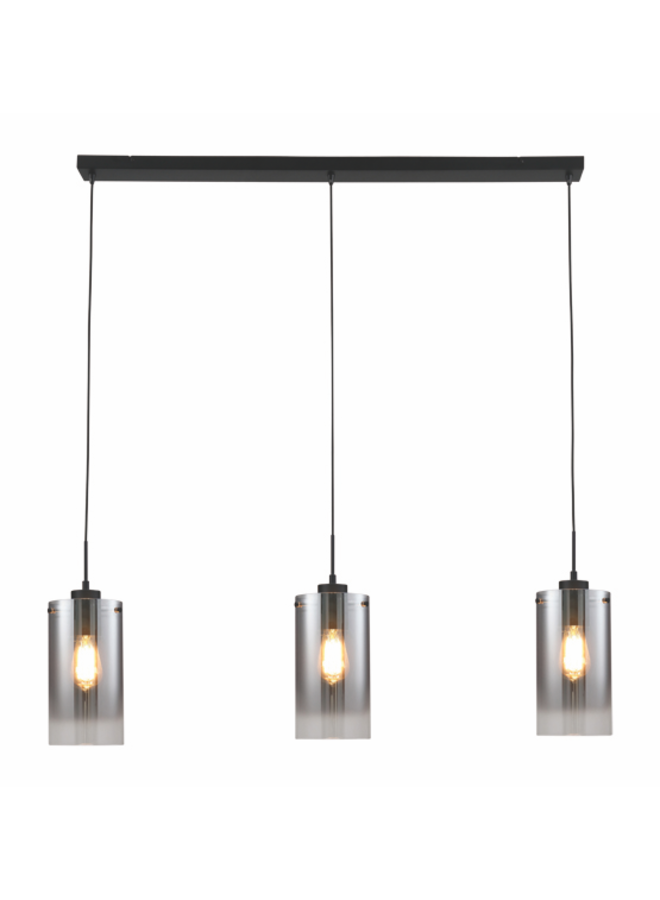 Hanglamp Ventotto 3-lichts Zwart / Smoke Glas