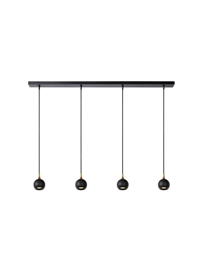 LED Hanglamp 4xGU10 -  Favori - zwart rond  -  Ø 9 cm - Excl. lichtbron