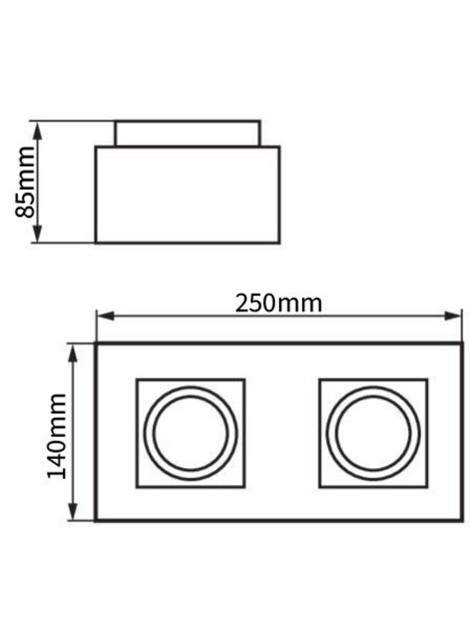 LED Plafondspot zwart goud - 2x GU10 fitting