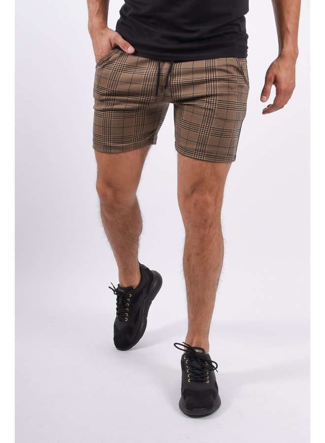 YUGO Checkered Shorts Brown