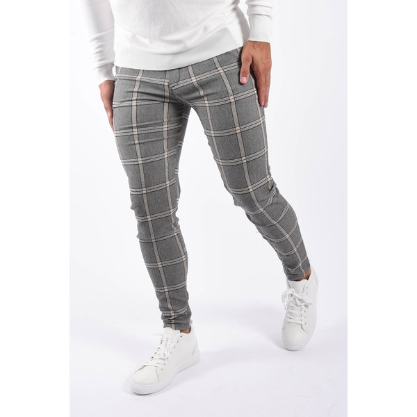 Y Stretch pantalon checkered Grey / Beige