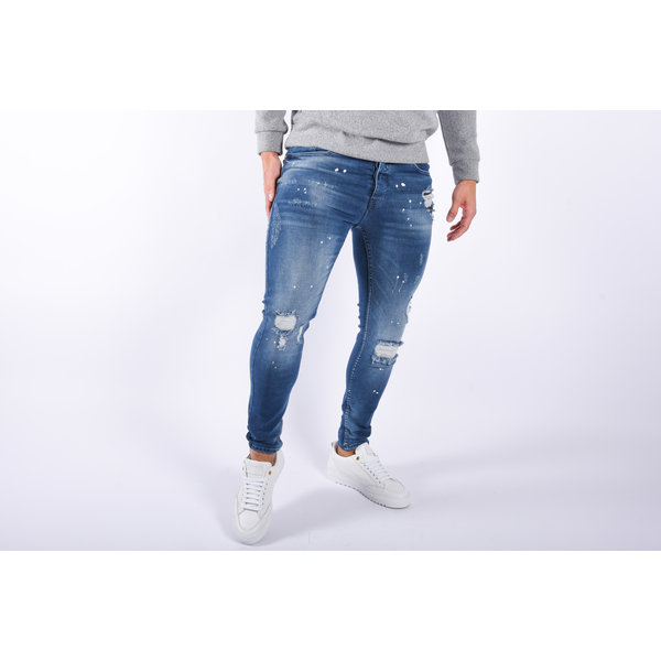 Y Skinny fit stretch jeans “daryl” blue damaged / splashed