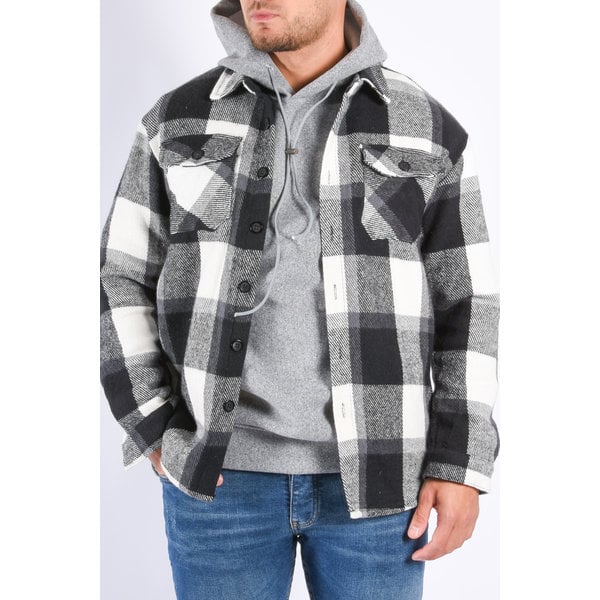 Y Flannel jacket unisex "harley" Black / white / grey