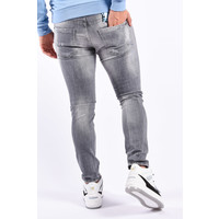 Y Skinny Fit Stretch Jeans  “Kai” Light Grey Washed Blue Splashes