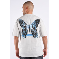 Y T-shirt Unisex Loose Fit  “Blue Butterfly”  Grey