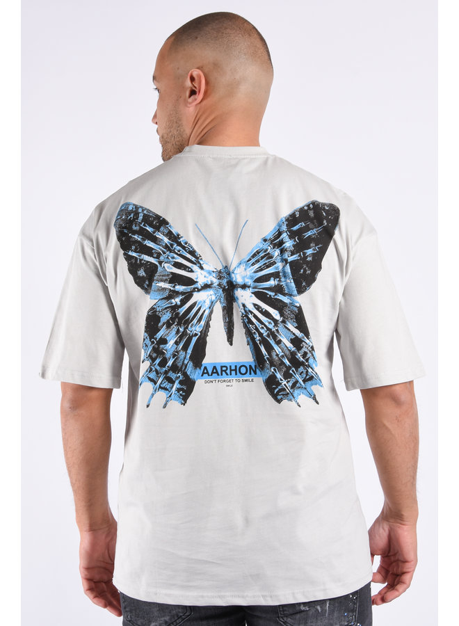 T-shirt Unisex Loose Fit  “Blue Butterfly”  Grey