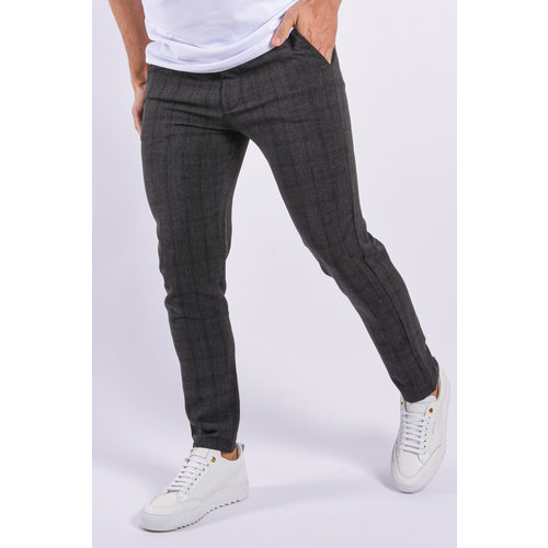 Y Premium Stretch Pantalon Checkered Dark Grey