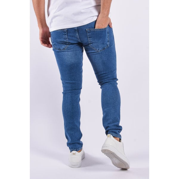 Y Skinny Fit Stretch Jeans “Rico” Basic Blue Shredded