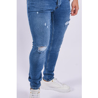 Y Skinny Fit Stretch Jeans “Rico” Basic Blue Shredded