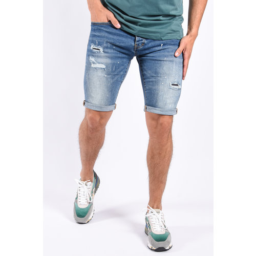 Y Slim Fit Jeans Shorts “Dannie” Blue Washed/Distressed